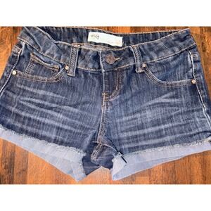 RSQ Jeans Malibu Short Dark Wash Raw Hem Denim Cut Off Shorts Womens Size 3